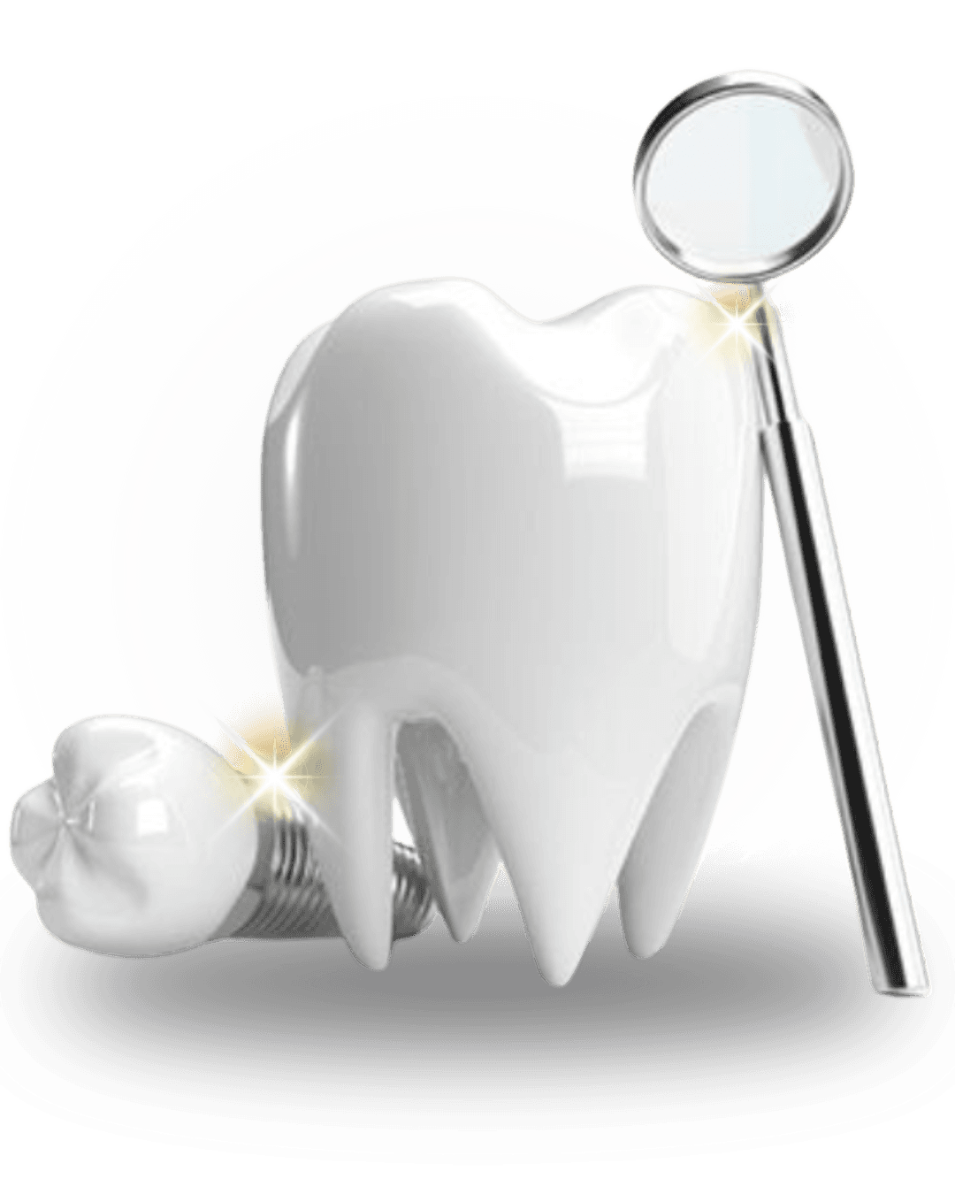 Ilustração de dente com espelho odontológico
