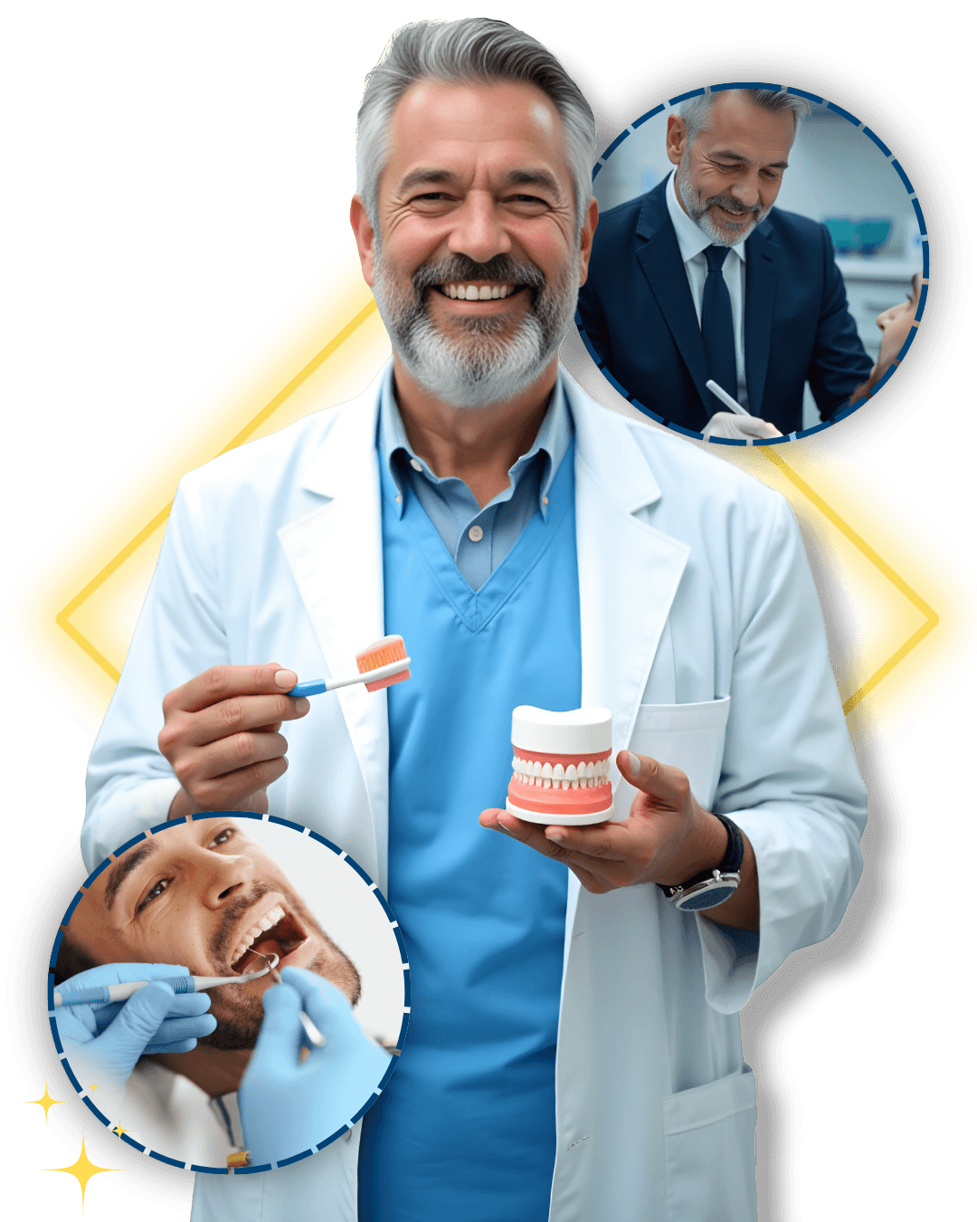 Dr. Hélio Russo com modelo dentário e escova